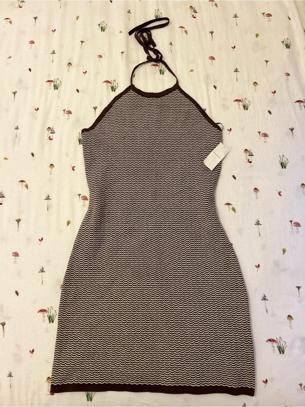 Abercrombie & Fitch Brown and Cream Halter Knit Mini Dress